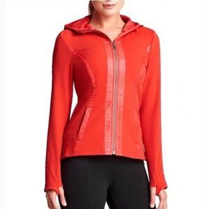 Athleta Verbier Zip Hoodie Softshell Orange/Red Jacket Size XS